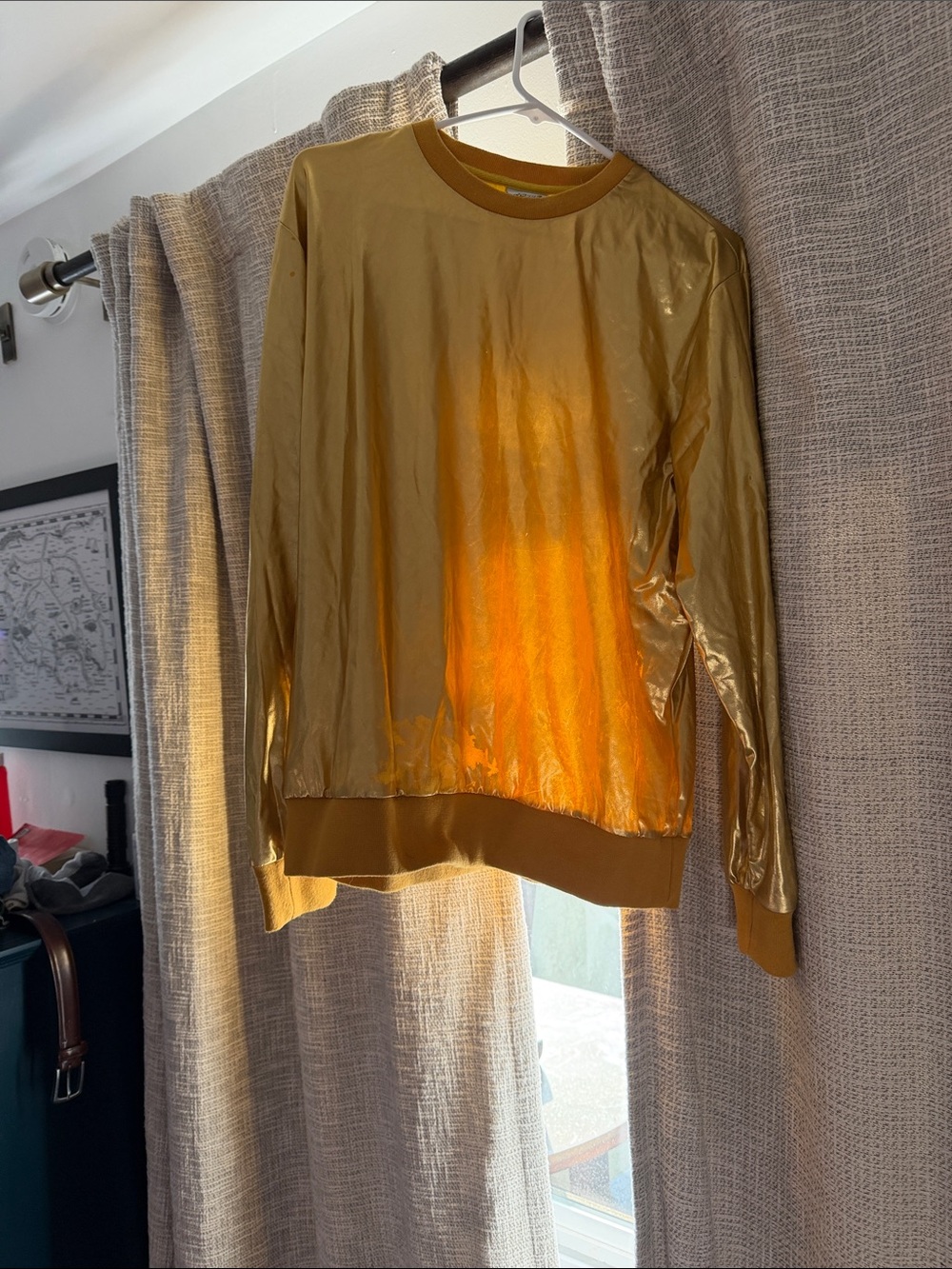 Gold Metallic Crewneck Pullover Sweater